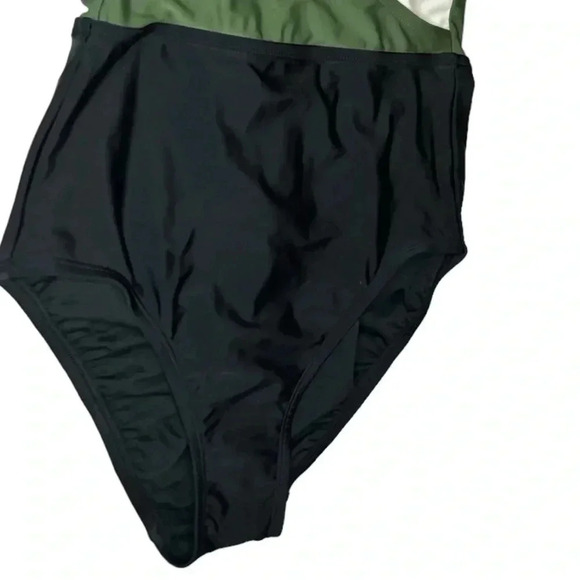 Kona Sol Colorblock Wrap One Piece Swim Straps-B/W/Green-Women’s Small - Picture 8 of 10